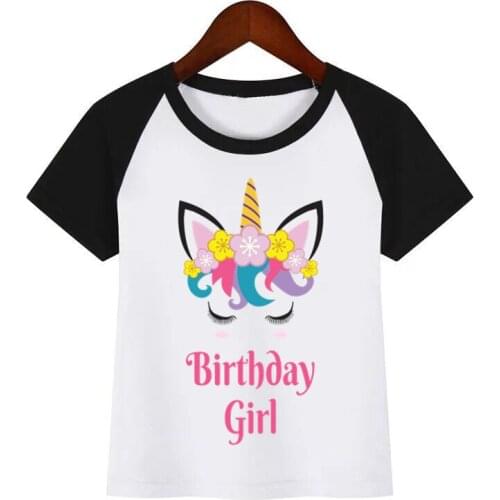 Kids Unicorn Birthday Girl O-Neck T Shirt Tees Summer Tops Children Girl T-Shirt Boy/Girls Clothing