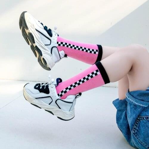 Baby Lotus Cotton Breathable Plaid Cute Kids Sports Socks Girls Long Casual Socks Little Boy Football Socks