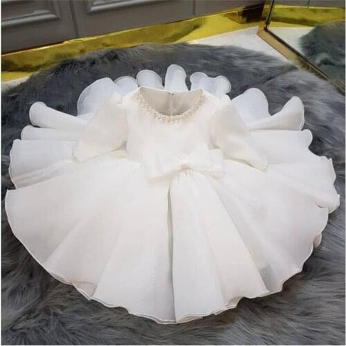 Kids Dresses For Girls Princess Girls Wedding Dress 1St Birthday Party Baptism Baby Girls Dress Pearl Children Girls Ball Gown