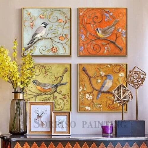 Magpie Birds Flower Canvas Painting Hallway Wall Art Bedroom Posters Prints Pictures For Living Room Home Dining Corridor Decor