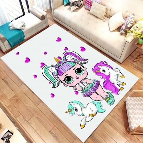 Little Girl And Unicorn Pattern Carpet, Modern Rug, Area Rug, 3d Print Carpet,Non Slip Flor Carpet, Kids Room Rugs, Awesome Rugs
