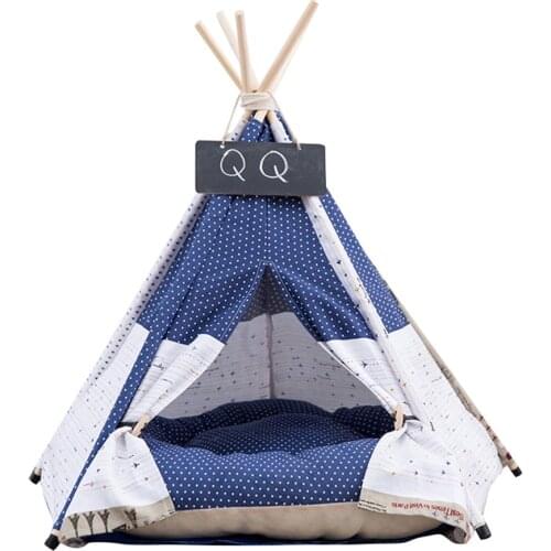 Small Medium Pet warm Tent House Cat Bed Puppy Small Pets Beds Puppy House Waterproof Canvas Portable with Thick Cushion for Dog