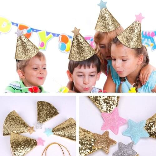 Mini golden glitter baby children birthday hat party decoration supplies small pointed hat birthday decoration cake baking