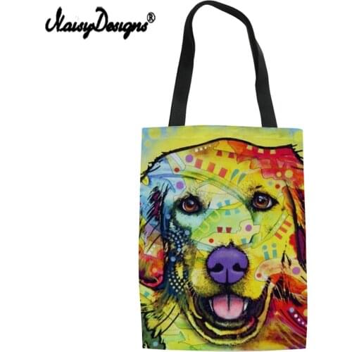 NoisyDesigns 2021 Fashion Women Shopping Bag Colored Dog Drawing Ladies Handbags Teenager Girls Leisure Shopp Tote Bag Female