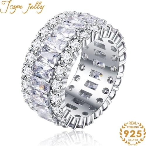 JoyceJelly Trendy 925 Sterling Silver Ring Round Ruby Sapphire Gemstone Wedding Jewelry Ring Classic Style Gifts Wholesale 2021