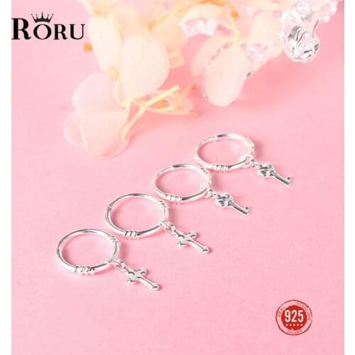 Trendy Minimalist Real 100% S990 Sterling Silver Mini Small Heart Cross Shape Hoop Earrings for Women Student Teen Jewelry Gift