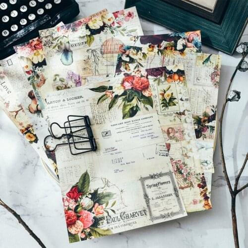 KLJUYP 16pcs Spring Flowers Material Paper Set for Scrapbooking DIY Projects/Photo Album/Card Making Crafts
