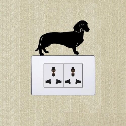 Dachshund Dog American Style Minimalist Fashion Switch Sticker Vinyl Art Deco Wall Sticker 2SS0794