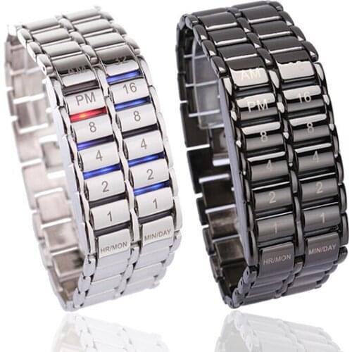 Newly Mens Binary LED Digital Quartz Wrist Watch Fathers Day Fashion Creative Gift