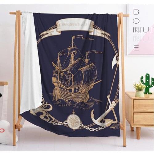 New Dark blue sailboat export Custom blankets Large and small size throw blanket tapestry sleeping blanket soft flannel bedding