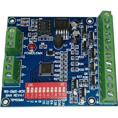 Easy 8CH RGBW dmx512 decoder, 8CH 2groups RGBW output,DC5V-24V for LED strip light,LED module