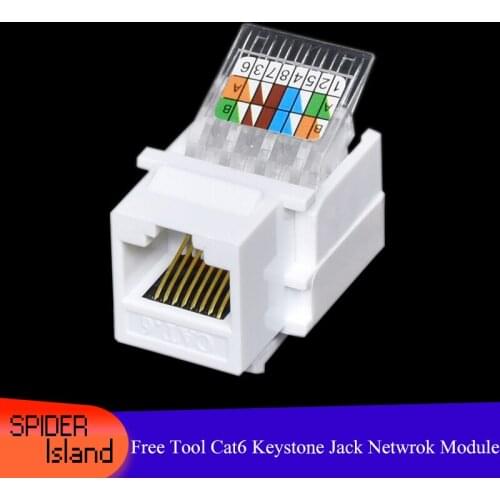 RJ45 Cat6 UTP Keystone Female Jack Connector Module for Wall Plate Free Tool Network Ethernet Lan Cable Cat6 kyestone jack