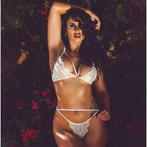 Sexy Underwear Lace Floral Hollow out Lingerie V Neck Bra High waist Panties See-through Bra & Brief Sets Women Intimates