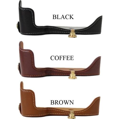 New Genuine Leather Video Camera Bag for Nikon D3200 D3100 Real Leather Half case Bottom Cover Coffee Brown Black