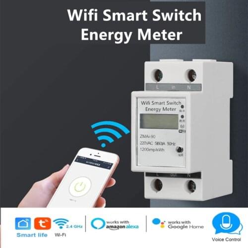 110-250V WiFi Smart Meter Energy Tuya/smart Life APP Din Rail Single-phase WIFI Switch