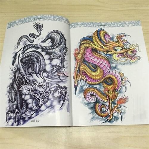 Embroidered Oriental Dragon Tattoo Manuscript Books Full Back Shoulder Pattern Atlas Album Longteng Tatoo Equipment Material