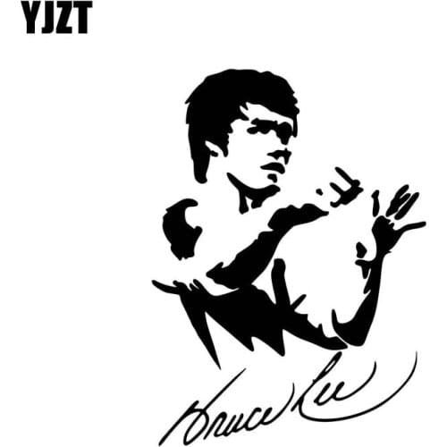 YJZT 10.3CM*14.2CM Bruce Lee Cartoon Car Sticker Art Kung Fu Vinyl Decal Black/Silver C3-0046