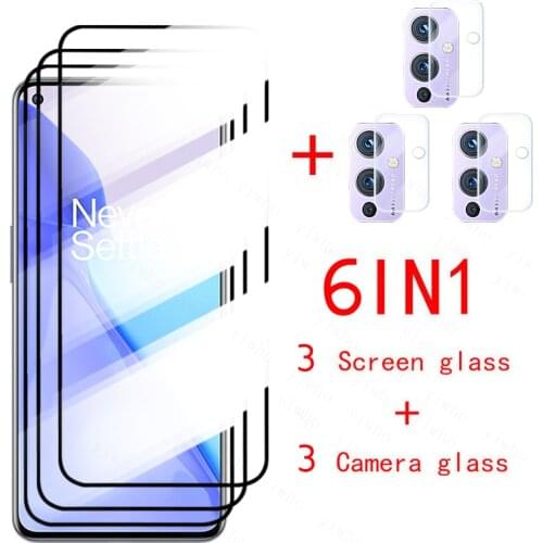 6-in-1 protective glass for camera glass oneplus 9 tempered glass screen protector one plus9 8 8t nord n10 5g n100 safety glass