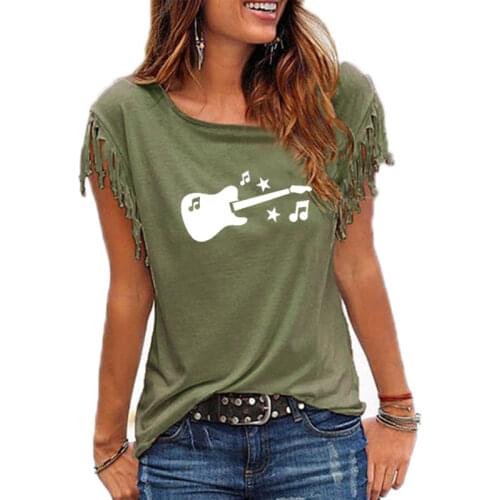 Guitar Music Printed Women T Shirt Cotton Sleeve Funny 2019 Summer Tee Femme Tops