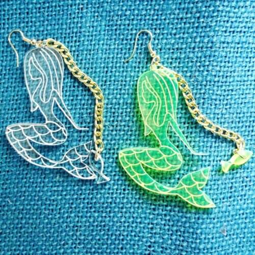 3 Colors Transparent Acrylic Mermaid Earrings Fashion Women Chain Drop Earrings Jewelry E19122
