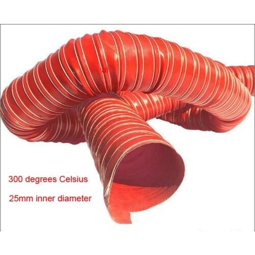 1 inch 25mm 1‘’ Heat resistant Red silicone hot air duct steel wire smoke vent Exhaust pipe Silicone hot exhaust air hose
