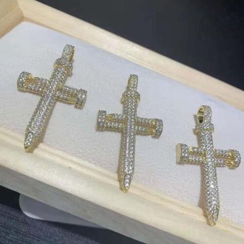 55X30mm Womens High Quality Gold plated Crosses with CZ pendant,Fashion Style For Woman Christmas Gift 1 Pair