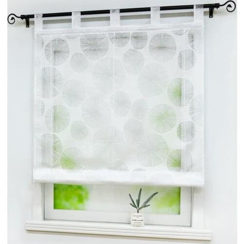 Roman Curtain Round Printing Panel Tulle For Home Kitchen Window Drapes Sheer Living Room Cafe Balcony Tab Top 1PCS