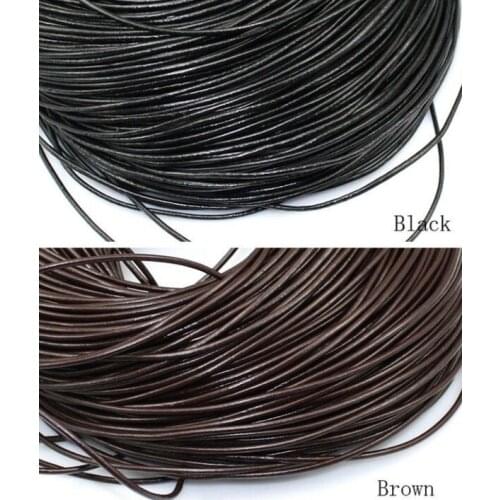 100M/lot light brown black brown 1mm 1.5mm 2mm wax Round COW Genuine Leather Cord accessories Necklace Rope String Thread t5353