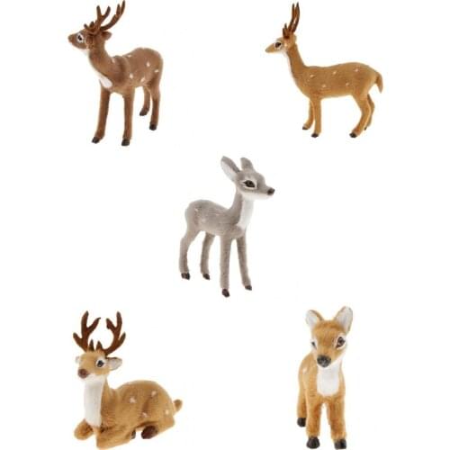 2/3/4/5pc Christmas Small Reindeer Elk Deer Standing Children Gifts Home Party Shop Fireplace Decor