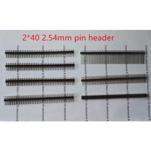 2.54mm 2*40P double row pin or female header Connector Straight Curved long iron copper Gold-plated needle