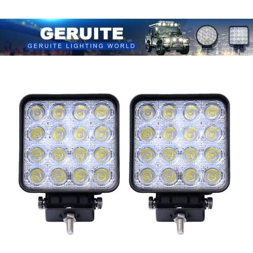 2PCS LED Spotlight 48W Square Car Lights Bar For Truck SUV Boating Hunting Fishing IP67 Waterproof LED Work Light Spot Lamp