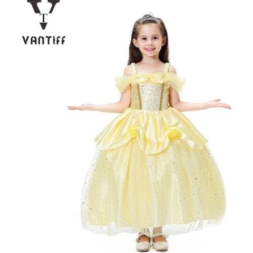 2021 New Style Girl Summer Dress Kids Clothes For Girls Yellow Fancy Dresses Costume Birthday Party Childrens Wedding Evening