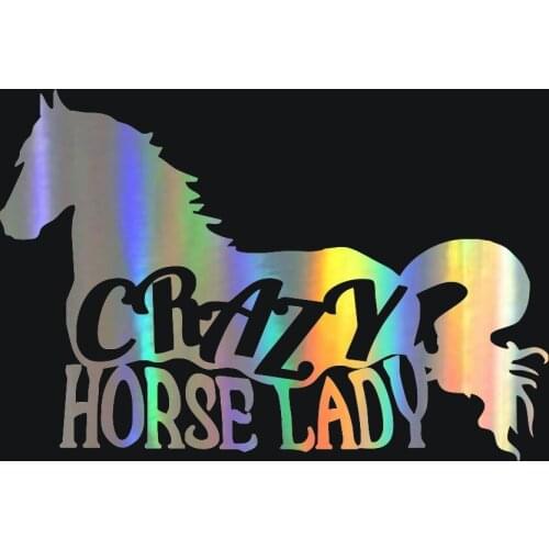 Car Stickers Funny Crazy Horse Lady for Car Bumper Sticker Motor Laser Car Stickers Car Styling Decoration KK 13.6cm*9.2CM