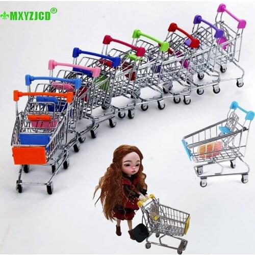 Baby Toy Mini Shopping Cart Living Room Small-scale Storage Basket Training Parrot Toy Car Office Desktop Iron Decoration