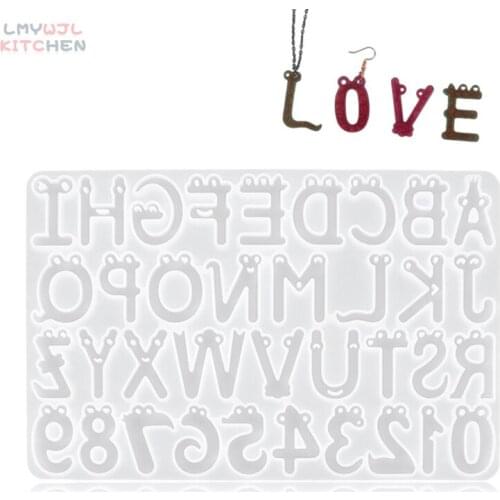 DIY Fun Number Letter Silicone Mold Chocolate Candy Cake Decoration Accessories Cartoon English Letter Resin Keychain Mold