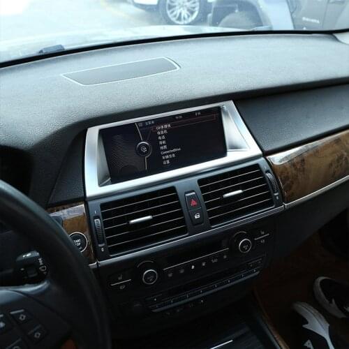For BMW X5 E70 2008-2013 Car Accessories 1 Pcs ABS Matte Silver Navigation Decoration Frame Trim