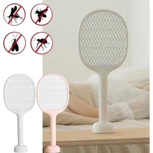 Hot Sale Electric Insect Racket Swatter Zapper Usb 1200mah Rechargeable Mosquito Swatter Kill Fly Bug Zapper Killer Trap#g4