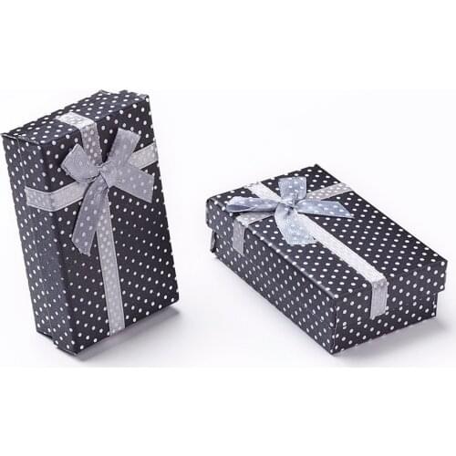 10pcs Cardboard Jewelry box Necklace Earrings jewelry organizer Display Gift Packaging Boxes with Bowknot Black Box 8x5x2.5cm