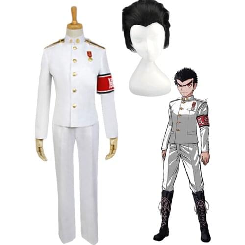 Dangan Ronpa Kiyotaka Ishimaru Cosplay Costumes Men Uniforms Danganronpa Coat Pants Full Sets Boys Black Wigs Shoes Cos Clothes