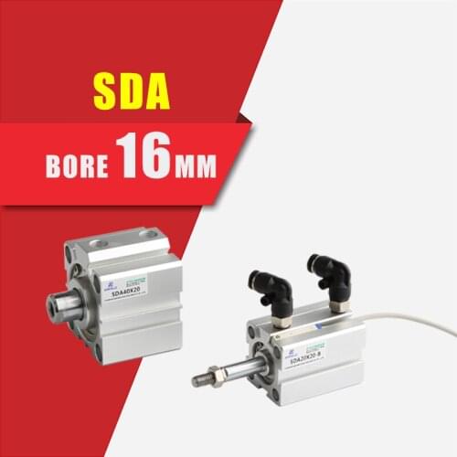 Square air pneumatic cylinder SDA double acting compact cylinder SDA16 Bore 16mm stroke 5-50mm female /male thread