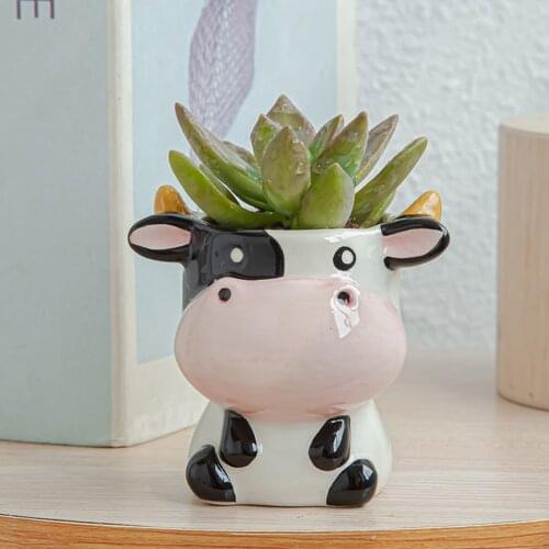 Cartoon Animal Miniature Decoration Succulent Cactus Flower Pot Creative Home Gardening Plants Potted Ceramic Flowerpot Ornament