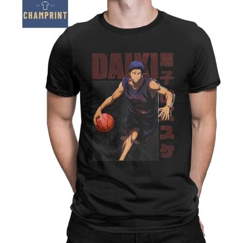 Kuroko No Basket Aomine Daiki Men T Shirts Kurokos Basketball Tees Short Sleeve Round Neck T-Shirt 100% Cotton Plus Size Tops