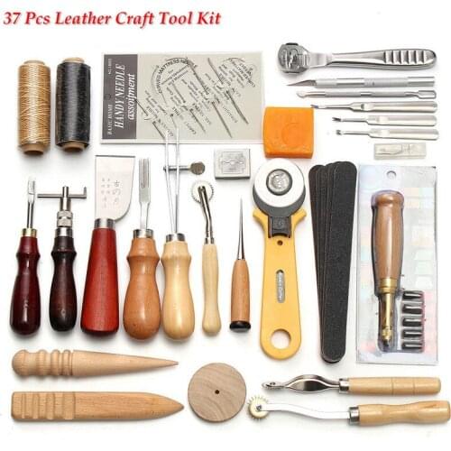 DIY 18 / 37pcs/lots Leather craft tool set Handmade Diamond cut Punch Knife tool kit