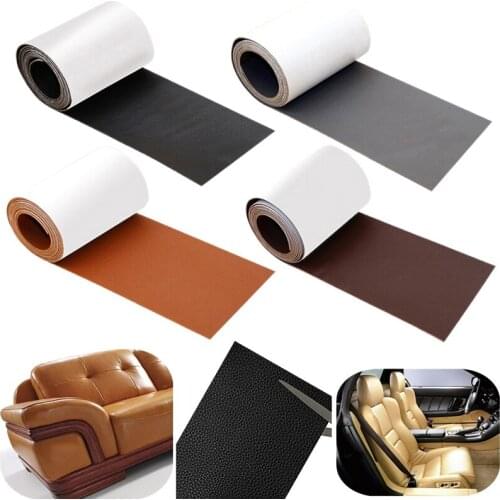 Leather Repair Patches Self-Adhesive Lychee Pattern PU Synthetic Faux Stick-on Sofa Handbags Car Seats Repairing 7.6x152cm