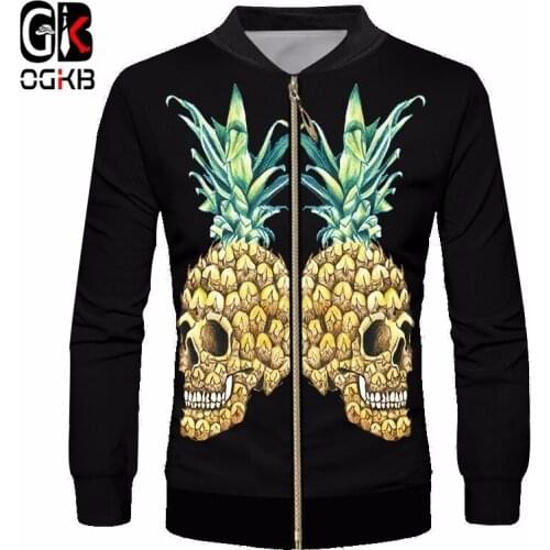 OGKB 2018 New Design Pineapple Skull Refreshing 3d Printed Jacket Sweatshirts Fitness Spring Fallhiphop Long Sleeve Couple Tops