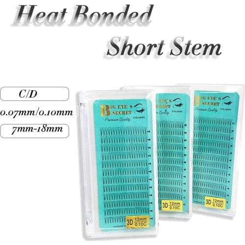 Big eyes secret Short Stem Lashes Fans 12 Rows 3D4D5D6D 0.05mm Thickness Premade Volume Fans Faux Mink Eyelashes Extension