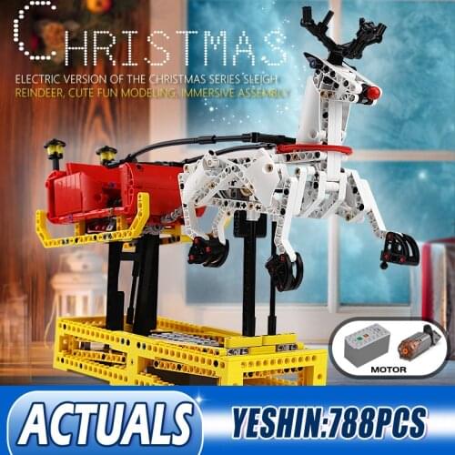 Mould King 10010 The Christmas Motorized Sleigh Reindeer MOC-4121 Building Blocks Assembly Bricks Christmas Gifts For Children