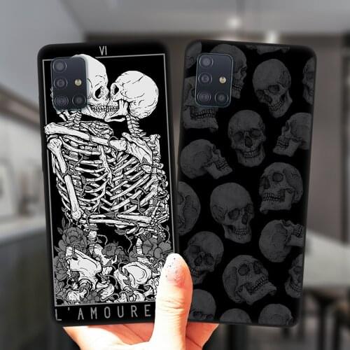 For Samsung A52 A72 A51 A71 A50 A70 A12 A02 A42 A32 A31 A21S A41 A11 A30 A20 A40 Case Grim Reaper Skull Skeleton Silicone Cover