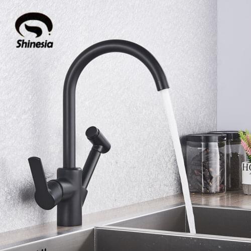 Black Kitchen Faucet 360 Rotate Black Mixer Faucet for Kitchen Design Hot and Cold Deck Mounted Crane for Sinks
