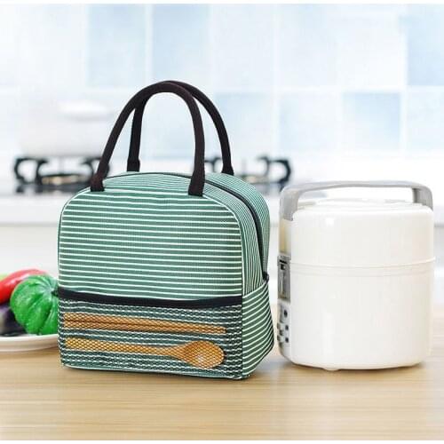 Q Lunch Bag Daily Work Food Cooler Bag Insulated Thermal Portable with Zipper Waterproof Hand-held Women Kids Men